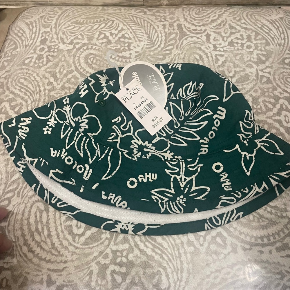 The Children's Place ToddlerReversible Bucket Hat Green Tropical Oahu 36M-4T NWT